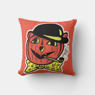 Coussin Cool Vintage Jack-O-Lantern Chat Citrouille Hallow