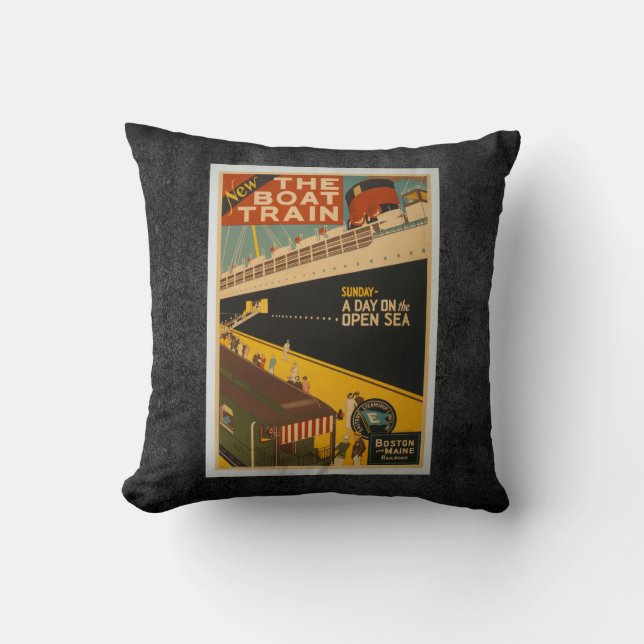 Coussin cool vintage voyage poster design intérieur (Recto)