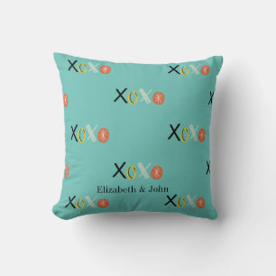 Coussin Cool "XOXO" Coeurs Saint-Valentin Monnaie verte