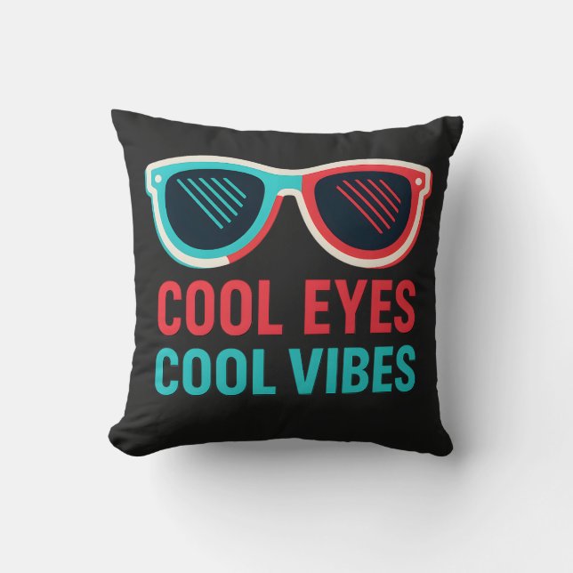 Coussin Cool Yeux Vibes Cool Retro 3D lunettes T-shirt (Recto)