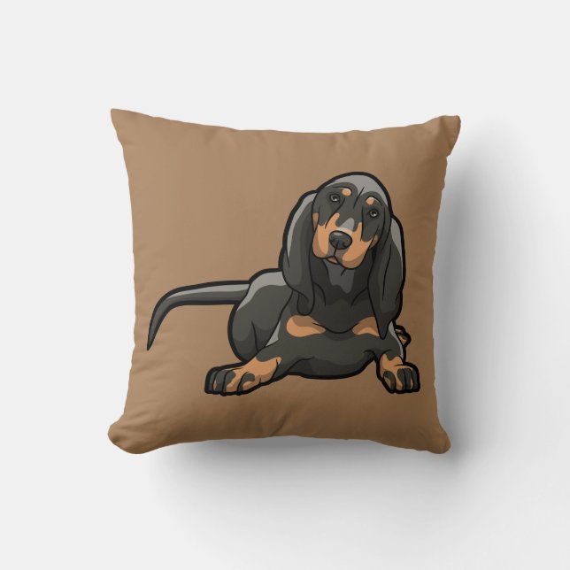 Coussin Coonhound Noir & Tan réversible (Recto)