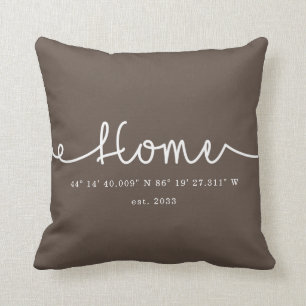 Coussin Coordonnées GPS Brown Cute Custom Home