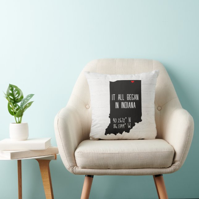 Coussin Coordonnées GPS de l'Indiana avec cœur (Chaise)
