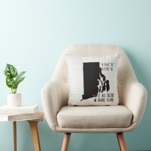 Coussin Coordonnées GPS de Rhode Island avec Coeur