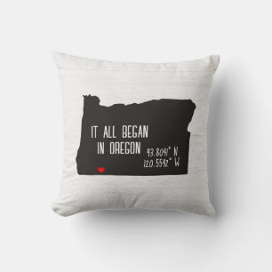 Coussin Coordonnées GPS Oregon avec coeur