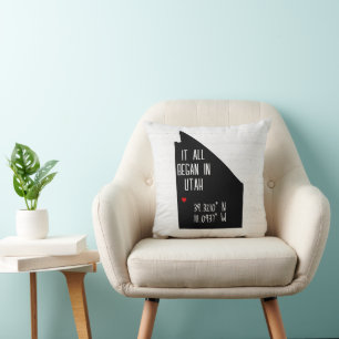 Coussin Coordonnées GPS Utah avec coeur