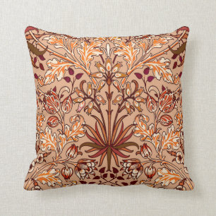 Coussin Copie, brun et beige de jacinthe de William Morris