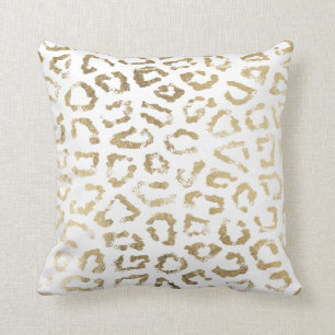 Coussin Copie chic blanche moderne simple de guépard d'or