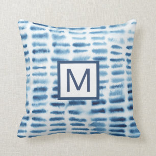 Coussin Copie d'aquarelle du monogramme   Indigio