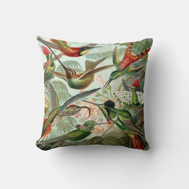 Coussin Copie d'art d'Ernst Haeckel : Trochilidae (Recto)