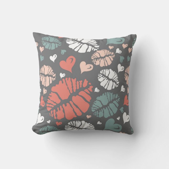Coussin Copie de baiser et motif de coeur (Recto)