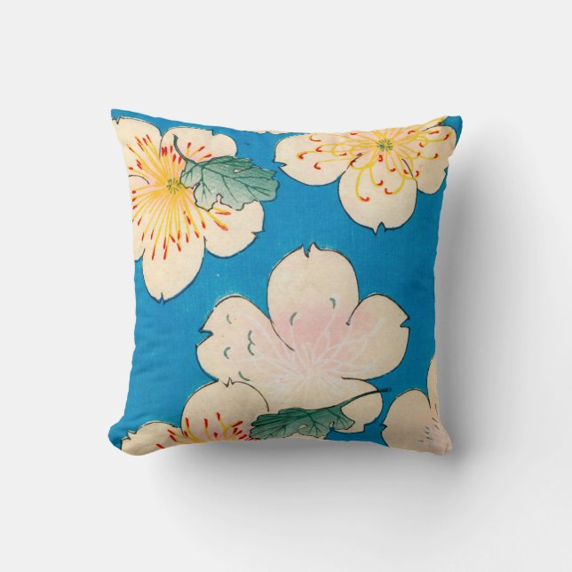 Coussin Copie de bois de graveur de couleur des fleurs de (Recto)