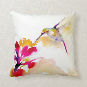 Coussin Copie de colibri "de Sip de coucher du soleil"