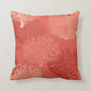 Coussin Copie de corail de fan, nuances de l'orange de