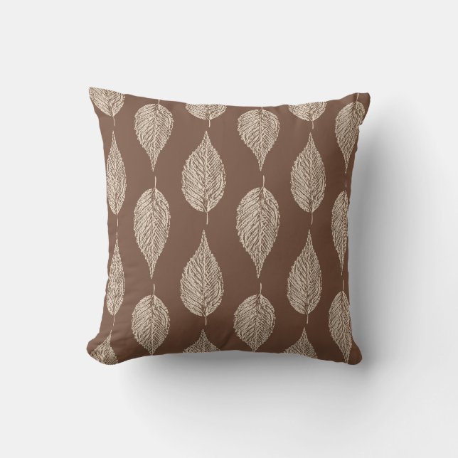 Coussin Copie de craie de feuille de hêtre, Taupe Tan et (Recto)