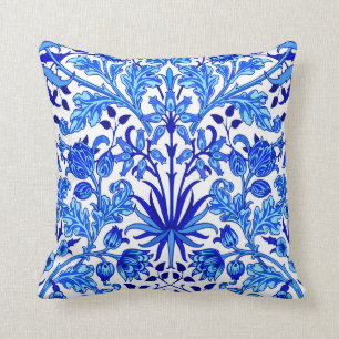 Coussin Copie de jacinthe de William Morris, bleu de