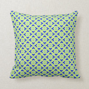 Coussin Copie de kimono, bleu de cobalt et vert de chaux