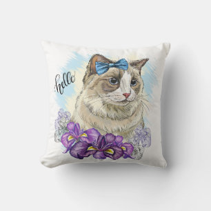 Coussin Copie de la main dessin drôle Chat mignon avec des