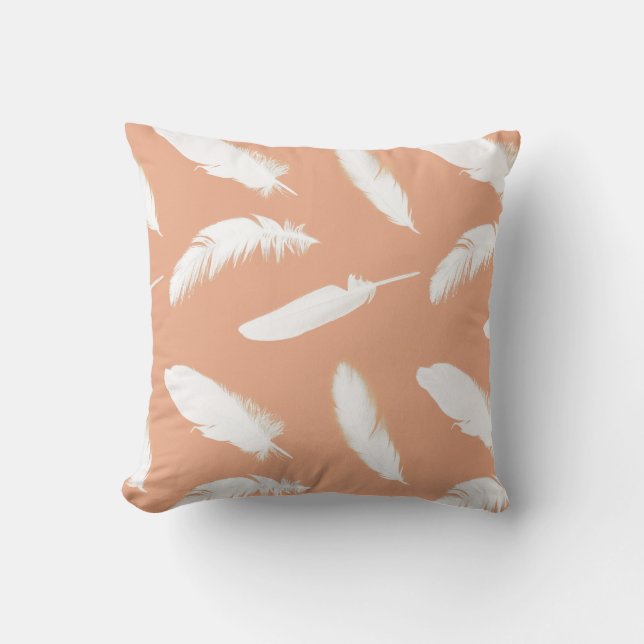 Coussin Copie de plume blanche sur la pêche molle (Recto)