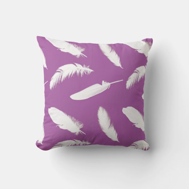 Coussin Copie de plume blanche sur le pourpre d'améthyste (Recto)