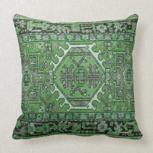 Coussin Copie de tapis oriental antique en vert olive