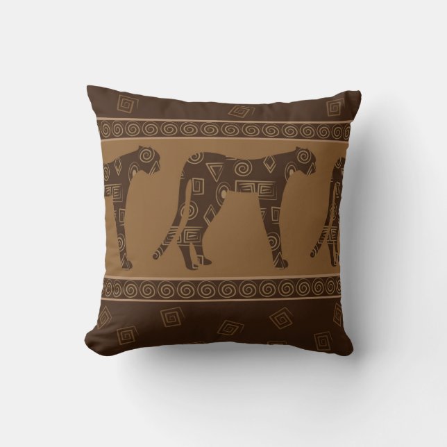 Coussin Copie de textile de léopard dans le brun et le Tan (Recto)
