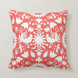 Coussin Copie d'Otomi, corail et carreau blanc de Boho