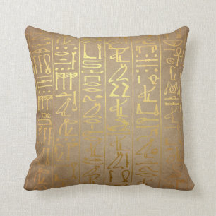 Coussin Copie égyptienne de papier de hiéroglyphes d'or