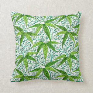 Coussin Copie en bambou, vert et blanc de William Morris