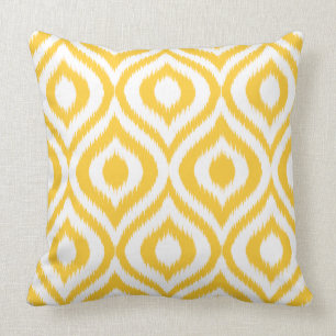 Coussin Copie ethnique géométrique classique jaune d'Ikat