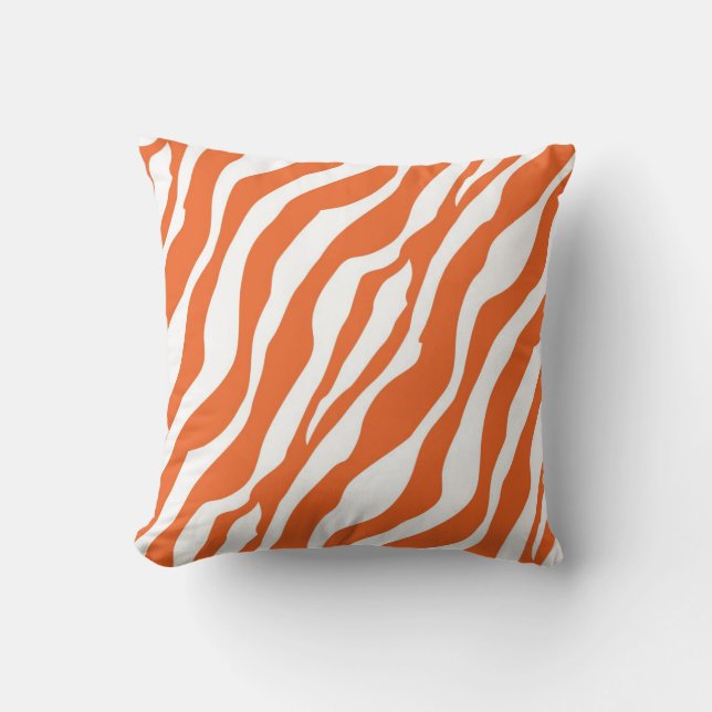 Coussin Copie Girly de zèbre d'orange sauvage (Recto)