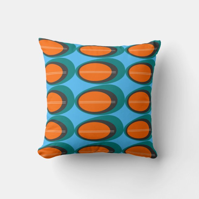 Coussin Copie moderne de la moitié du siècle - orange et (Recto)