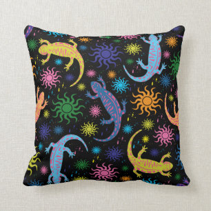 Coussin Copie multicolore de lézards de Gecko partout
