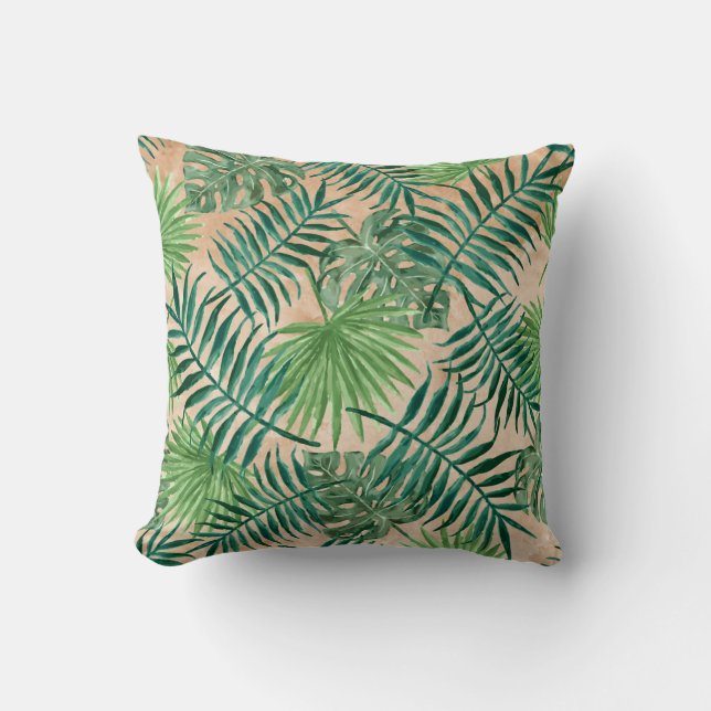 Coussin COPIE, palmiers et fougères TROPICAUX de FEUILLAGE (Recto)
