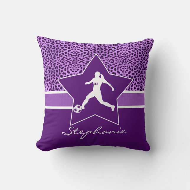 Coussin Copie pourpre personnalisée de guépard du football (Recto)