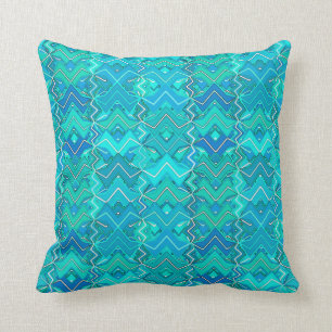 Coussin Copie tribale, turquoise, Aqua et Seafoam de batik
