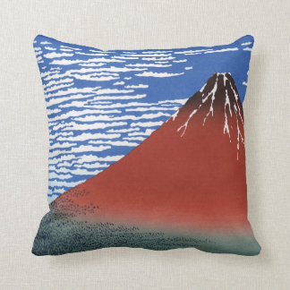 Coussin Copie vintage rouge de Japonais du mont Fuji
