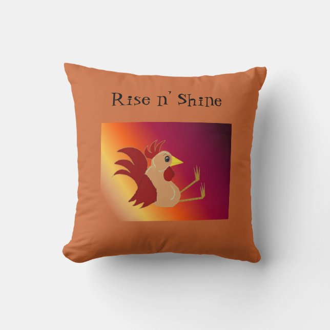 Coussin Coq assis drôle - Lever et briller (Recto)
