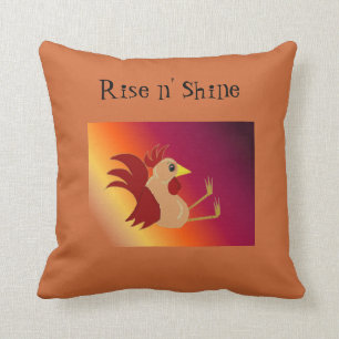 Coussin Coq assis drôle - Lever et briller