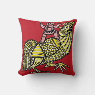 Coussin Coq d'art pop rétro avec figure en point Ben-Day