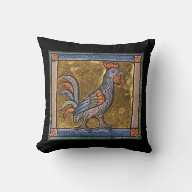 Coussin Coq de bestiaire médiéval c. 1270 (Recto)