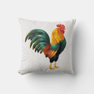 Coussin Coq de ferme agricole Vert Jaune Blanc