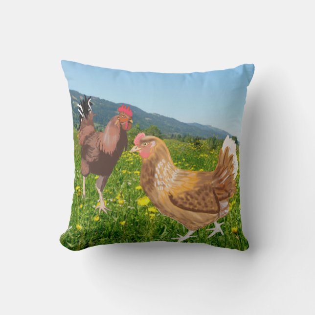 Coussin Coq et poulet (Recto)