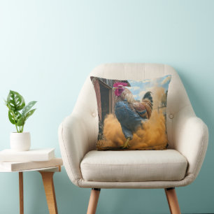 Coussin Coq Fermier donnant des coups de pied dans la pous