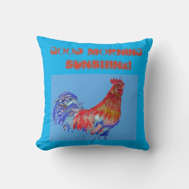 Coussin Coq Rouge Beau Matin Sunshine Cushion (Recto)