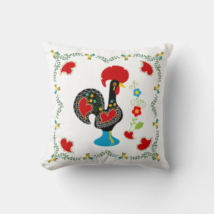 Coussin Coq traditionnel du Portugal en noir
