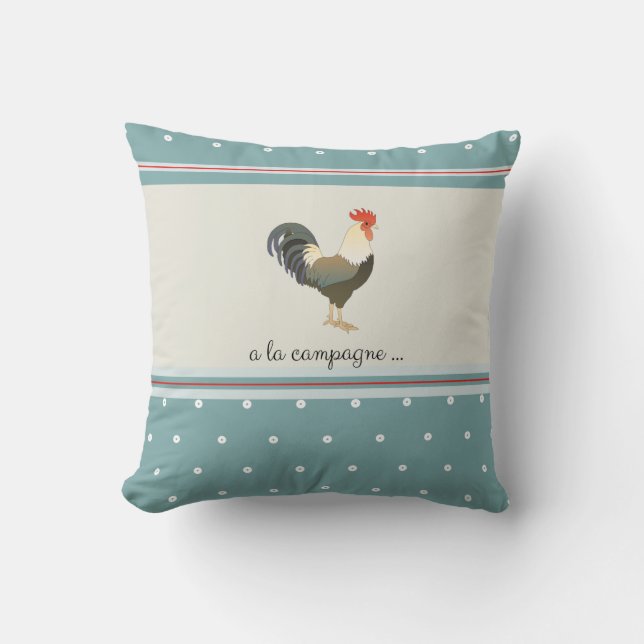Coussin Coq vintage de la ferme française  (Recto)