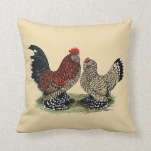 Coussin Coqs nains de D'Uccle :  Mille Fleur