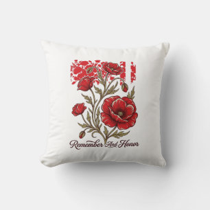 Coussin Coquelicot Rouge Se souvenir et honorer Vintage Ch