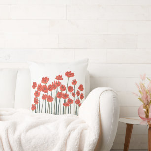 Coussin Coquelicots Art Floral Moderne 